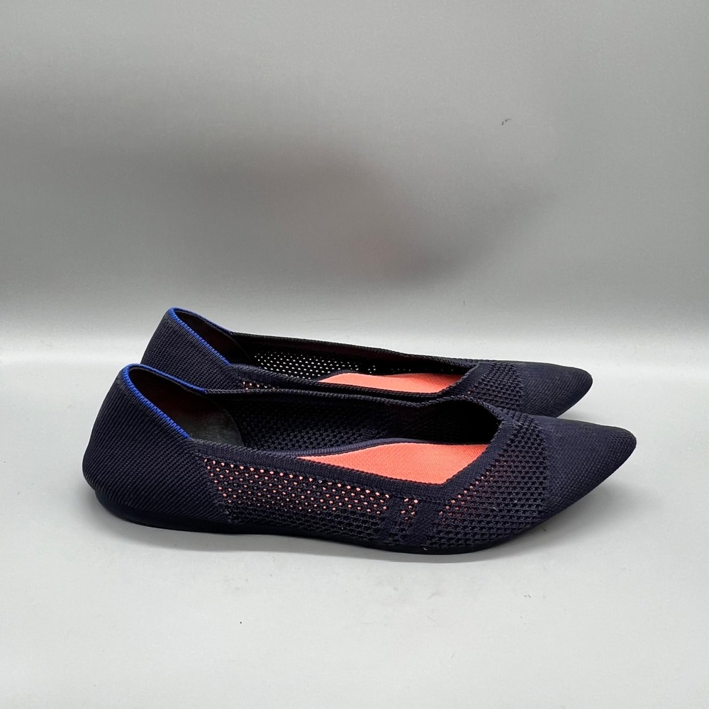 Rothy's Shoes Womens 11.5 Navy Blue Knit The Point Woven Classic Ballet Flats